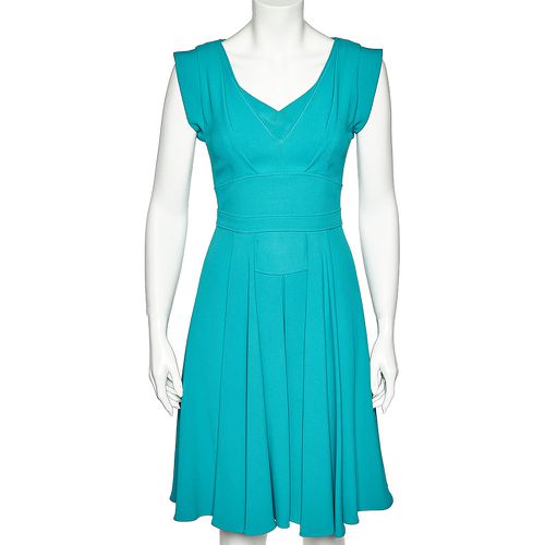 Teal Crepe Pleated Detail Midi Dress XS - Elie Saab - Modalova