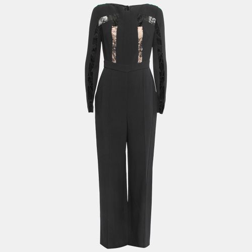 Silk & Nylon Lace Trimmed Full Sleeve Jumpsuit S - Elie Saab - Modalova