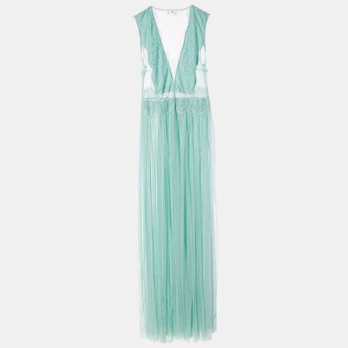 Mint Lace & Tulle Sleeveless Gown L - Elisabetta Franchi - Modalova