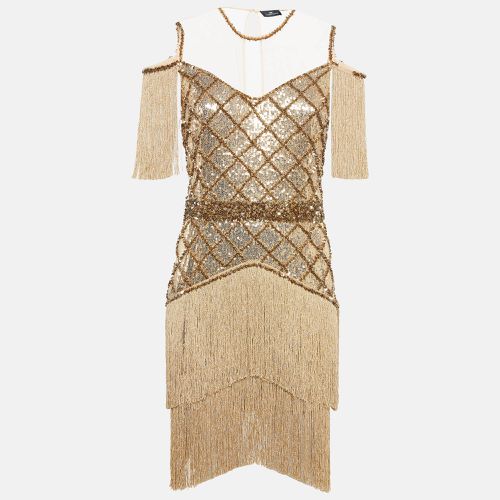 Sequin Tulle Fringed Mini Dress L - Elisabetta Franchi - Modalova