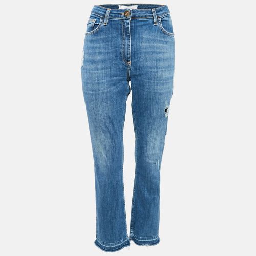 Ripped Denim Straight-Leg Jeans L Waist 31" - Elisabetta Franchi - Modalova