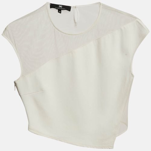 Crepe and Mesh Crop Top L - Elisabetta Franchi - Modalova