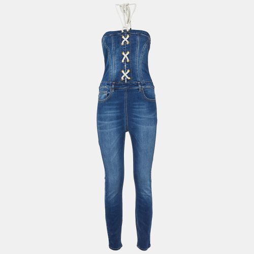 Denim Lace-Up Detail Off-Shoulder Jumpsuit M - Elisabetta Franchi - Modalova