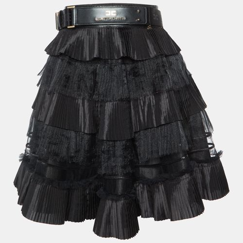 Pleated Crepe Belted Mini Skirt M - Elisabetta Franchi - Modalova