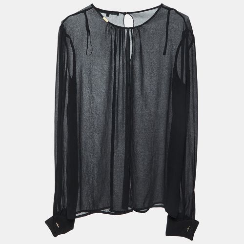 Chiffon Back Slit Detail Sheer Blouse L - Elisabetta Franchi - Modalova