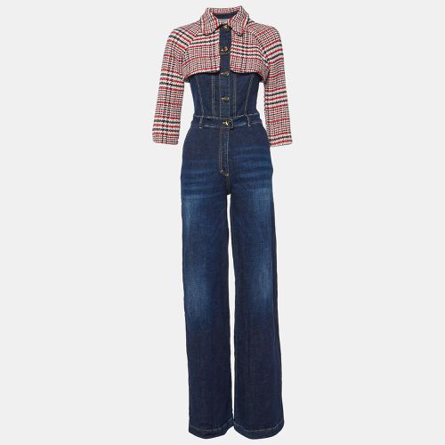 Denim Tweed Trim Jumpsuit L - Elisabetta Franchi - Modalova