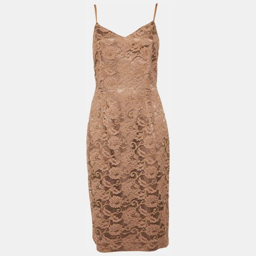 Taupe Lace Sleeveless Fitted Dress XL - Elisabetta Franchi - Modalova