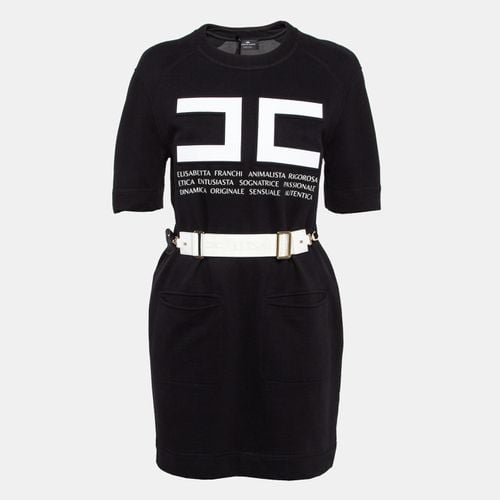 Textured Print Cotton Belted T-Shirt Dress M - Elisabetta Franchi - Modalova