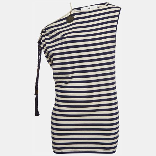 Marine Stripe Jersey Asymmetric Sleeve Top S - Elisabetta Franchi - Modalova