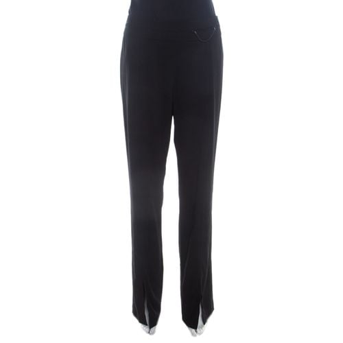 Stretch Wool Crepe High Waist Slit Detail Trousers L - Escada - Modalova