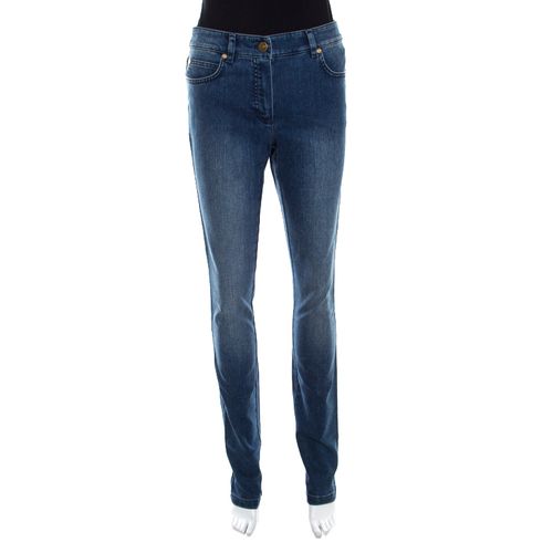 Indigo Faded Effect Denim Sequined Back Pocket Detail Skinny Jeans S - Escada - Modalova