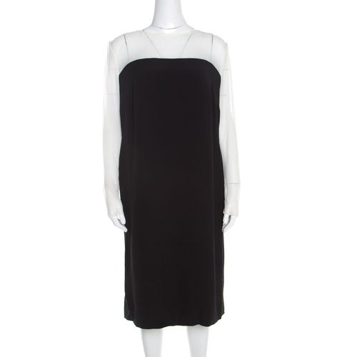 Monochrome Sheer Yoke Detail Long Sleeve Dary Dress L - Escada - Modalova