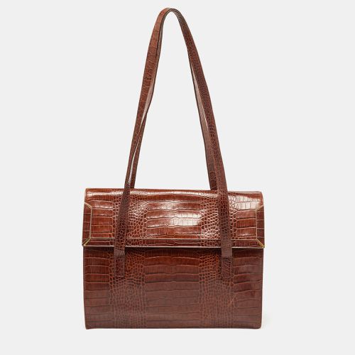 Croc Embossed Leather Tote - Escada - Modalova