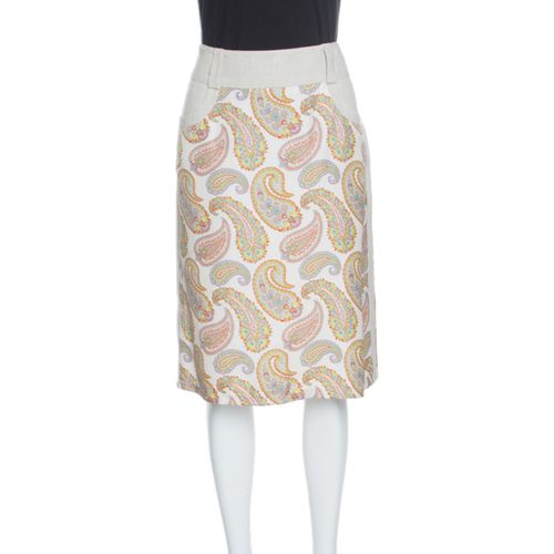 Linen Silk Paisley Printed Skirt M - Etro - Modalova