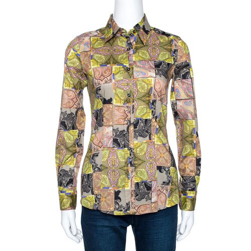 Paisley Patch Print Stretch Cotton Shirt S - Etro - Modalova