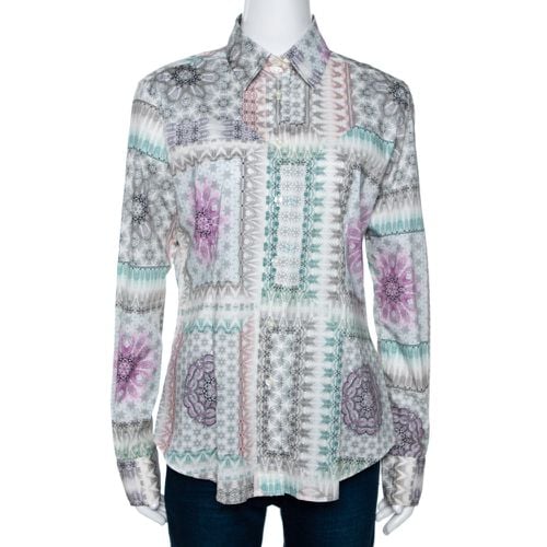 Abstract Printed Stretch Cotton Button Front Shirt L - Etro - Modalova