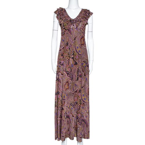 Olive Paisley Print Stretch Jersey Ruffled Maxi Dress S - Etro - Modalova