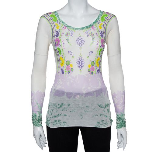 Floral Printed Cotton Long Sleeve T-Shirt M - Etro - Modalova