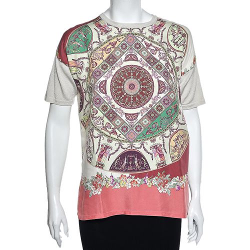 Multicolored Printed Silk & Cotton Knit Short Sleeve T-Shirt S - Etro - Modalova