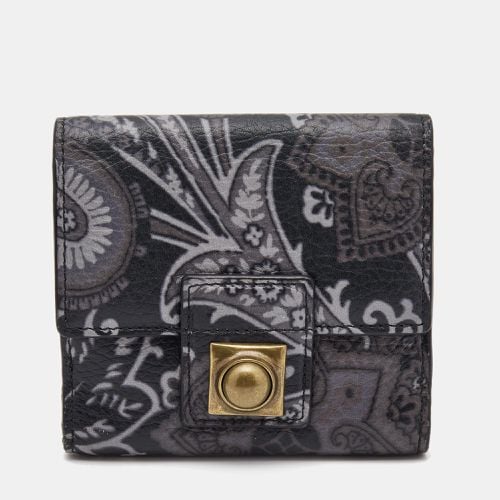 Grey Paisley Print Leather Crown Me Compact Wallet - Etro - Modalova