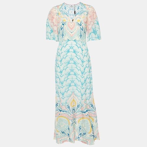 Printed Silk Crepe V-Neck Long Dress M - Etro - Modalova