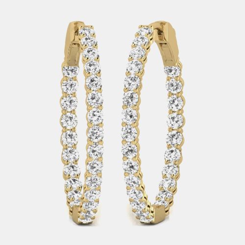 K Gold Lab Grown Diamond Inside Out Hoop Earrings (3.00 Ct) - Fara - Modalova