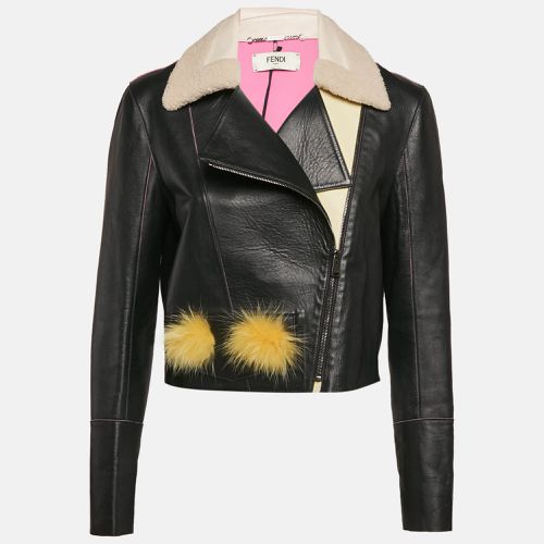 Nappa Bugs Eyes Embroidered Fox Fur and Leather Jacket M - Fendi - Modalova