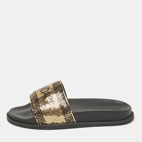 X Versace Gold/ Metal Mesh Pool Slides Size 38 - Fendi - Modalova