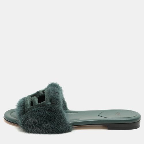 Mink Fur Baguette Flat Slides Size 36 - Fendi - Modalova