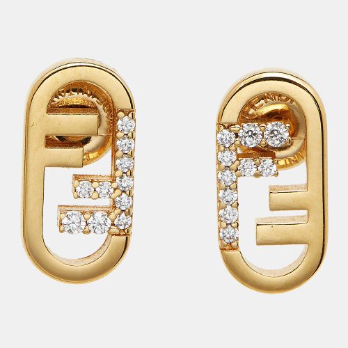 O'Lock Crystal Tone Stud Earrings - Fendi - Modalova