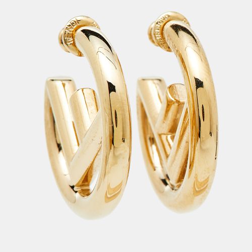 F is Tone Hoop Earrings - Fendi - Modalova