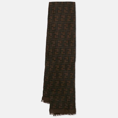 Tobacco Zucca Jacquard Wool Scarf - Fendi - Modalova