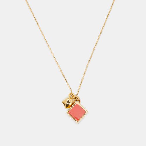 Enamel Cube Gold Tone Pendant Necklace - Fendi - Modalova