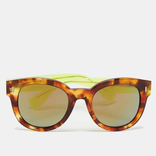 Tortoise/Green FF0026/S Mirrored Square Sunglasses - Fendi - Modalova