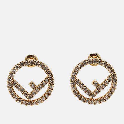 F is Crystal Tone Stud Earrings - Fendi - Modalova