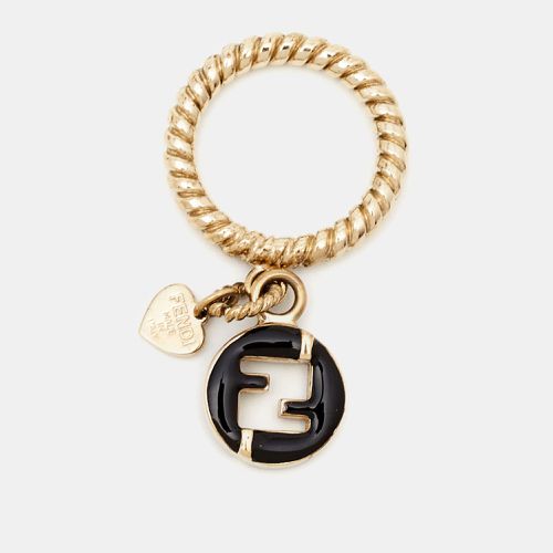 FF Enamel Charm Gold Tone Ring Size 56 - Fendi - Modalova