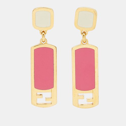 Tone Pink Enamel Drop Earrings - Fendi - Modalova