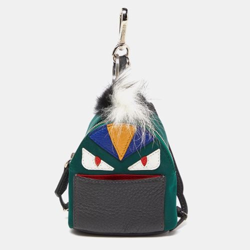 Leather, Fur and Nylon Micro Monster Backpack Bag Charm - Fendi - Modalova