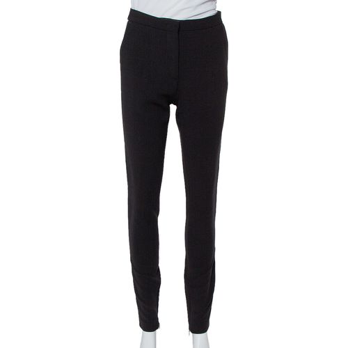 Wool Contrast Trim Zip Detail Tapered Leg Pants S - Fendi - Modalova