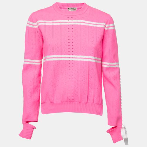 Neon Striped Knit Ribbon Detail Jumper M - Fendi - Modalova