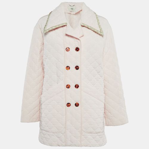 Silk Double Breasted Button Front Quilted Coat S - Fendi - Modalova