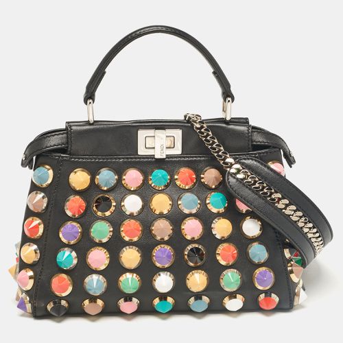 Leather Studded Peekaboo Top Handle Bag - Fendi - Modalova