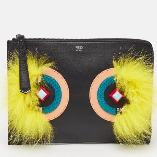 Leather and Snakeskin Dolce Monster Clutch - Fendi - Modalova