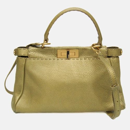 Leather Peekaboo Top Handle Bag - Fendi - Modalova