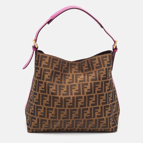 Tobacco/Pink Zucca Canvas and Leather Piccola Hobo - Fendi - Modalova