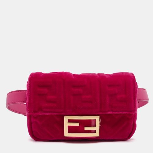 Zucca Velvet and Leather Mini Baguette Belt Bag - Fendi - Modalova