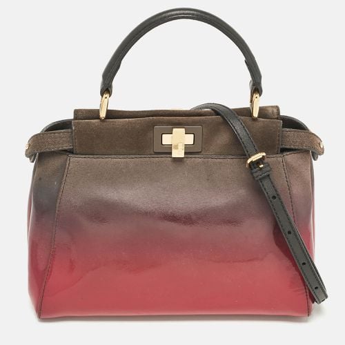 Ombre /Pink Patent Leather and Suede Mini Peekaboo Top Handle Bag - Fendi - Modalova