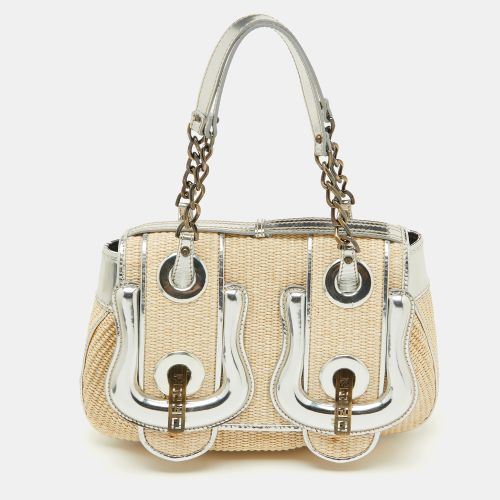 Silver Raffia and Patent Leather B Shoulder Bag - Fendi - Modalova