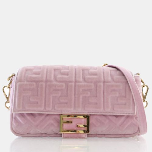 Rosa Confetti Velvet FF Embossed Baguette Shoulder Bags - Fendi - Modalova