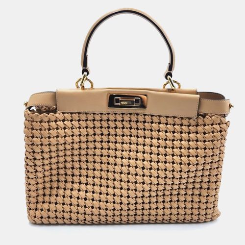 Woven Leather Mini Peekaboo Top Handle Bag - Fendi - Modalova